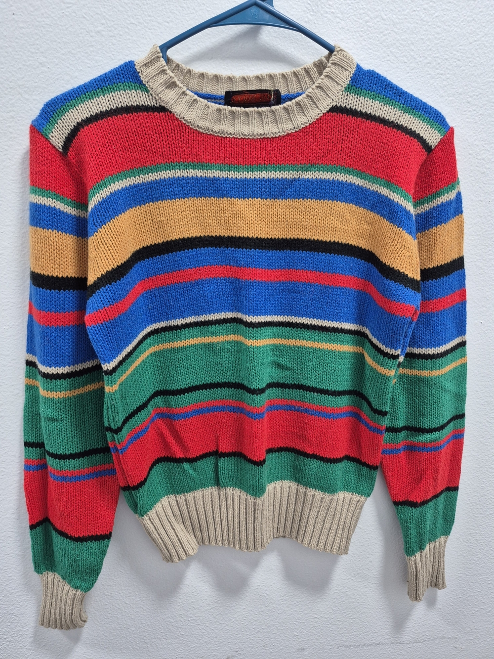 80s Gotham Vintage Striped Sweater Bright Primary Colors

I
